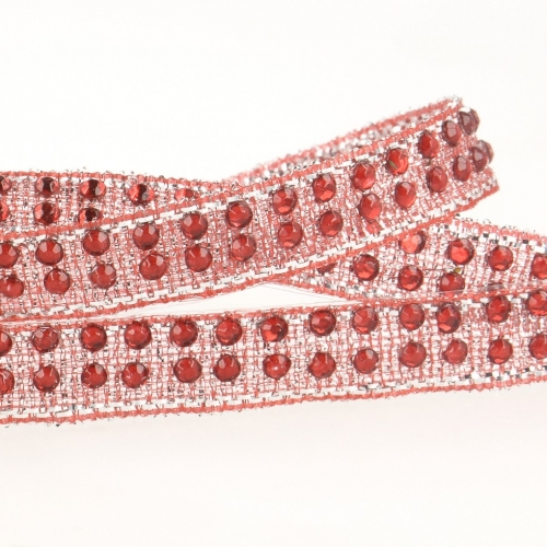 Stephanoise Iron On Rhinestone Trim Red