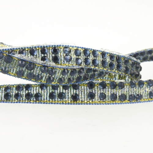 Stephanoise Iron On Rhinestone Trim Navy Blue