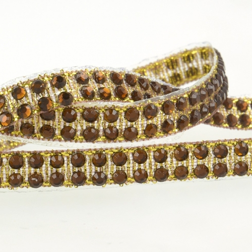 Stephanoise Iron On Rhinestone Trim Brown