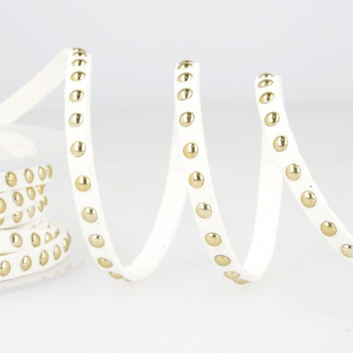 Stephanoise Faux Suede Studded Trim White