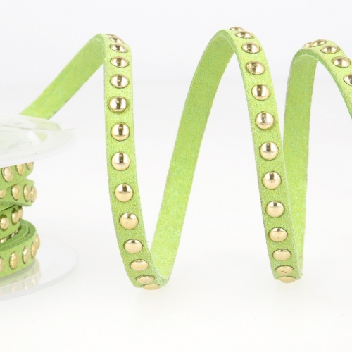 Stephanoise Faux Suede Studded Trim Anise Green