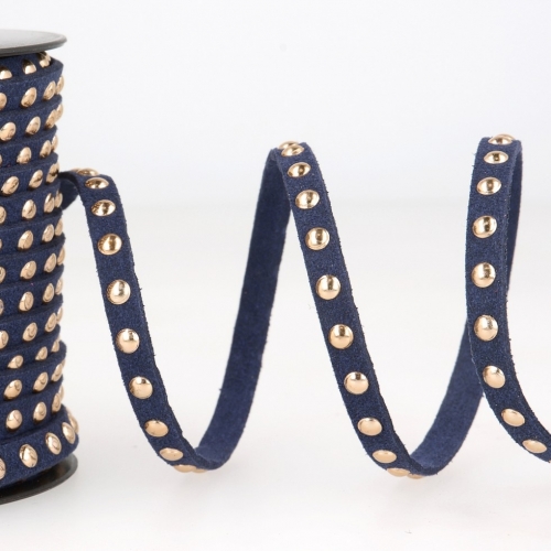 Stephanoise Faux Suede Studded Trim Navy Blue