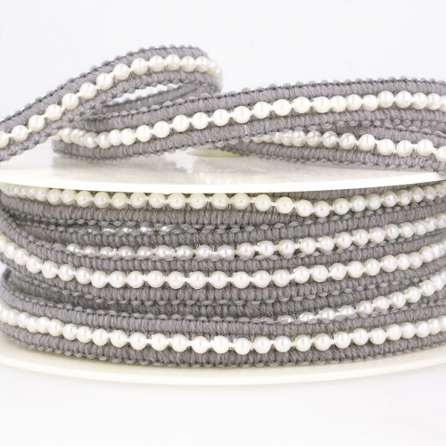 Stephanoise Beaded Braid Trim Medium Grey