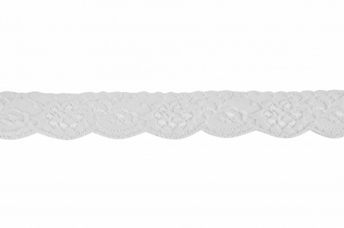 Nylon Gathered Lace Trim White