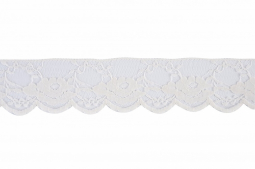 Nylon Gathered Lace Trim Cream