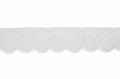 Nylon Gathered Lace Trim White