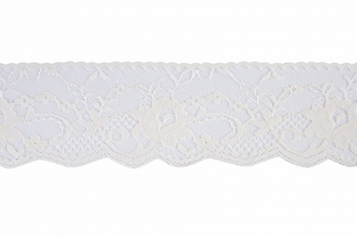 Nylon Gathered Lace Trim Cream