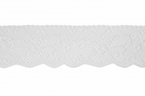 Nylon Gathered Lace Trim White