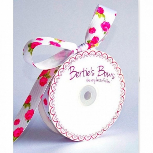 Bertie's Bows Rose Grosgrain Ribbon White
