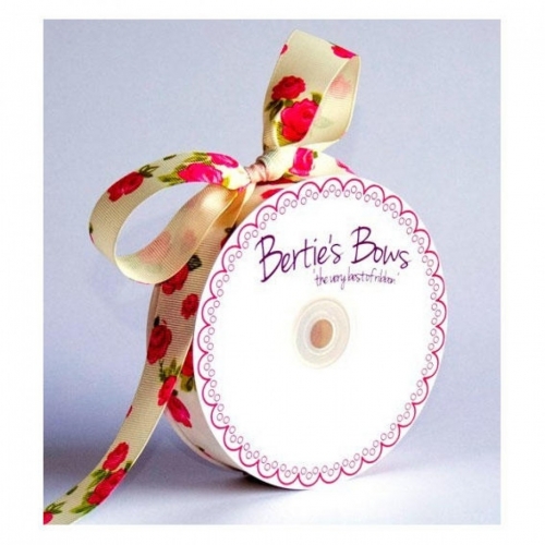 Bertie's Bows Rose Grosgrain Ribbon Ivory