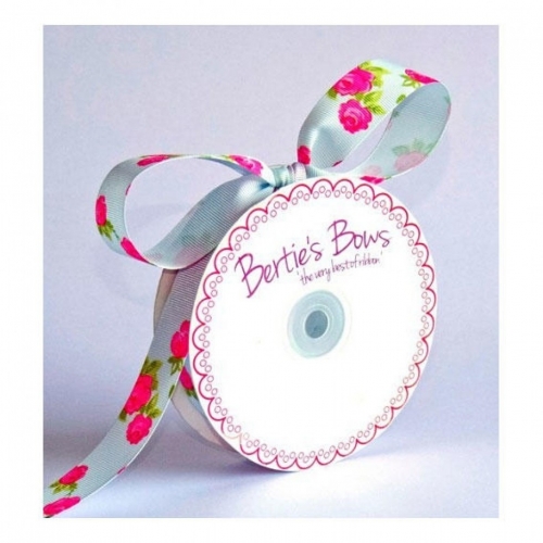 Bertie's Bows Rose Grosgrain Ribbon Sky Blue