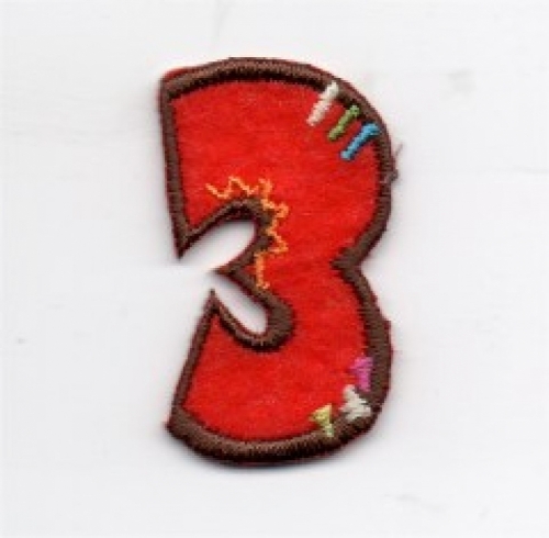Number Patch Motif Assorted Colours: Number 3