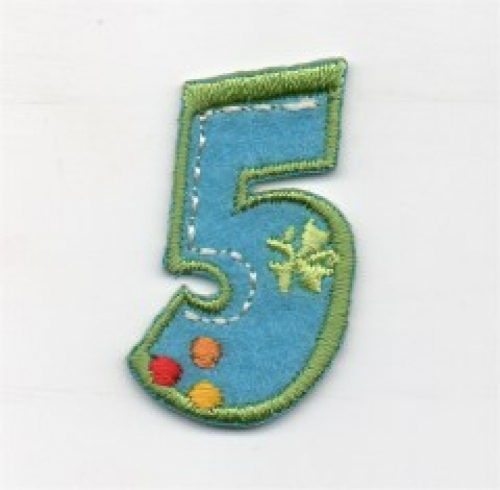 Number Patch Motif Assorted Colours: Number 5