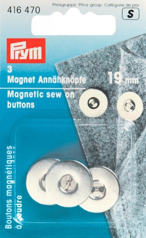 Prym Magnetic Sew On Buttons Silver