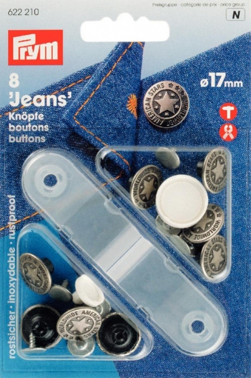 Prym Jeans Buttons Antique Silver