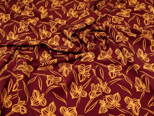 John Louden Peachskin Crepe Fabric Burgundy