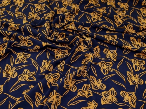 John Louden Peachskin Crepe Fabric Navy