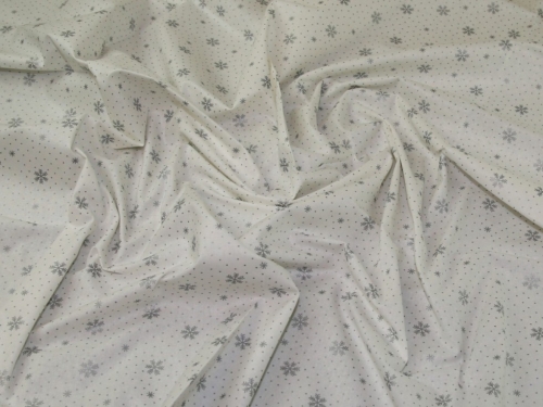 John Louden Metallic 100% Cotton Fabric White & Silver