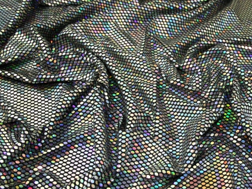 Minerva Core Range Sequin Stretch Knit Fabric Silver Hologram