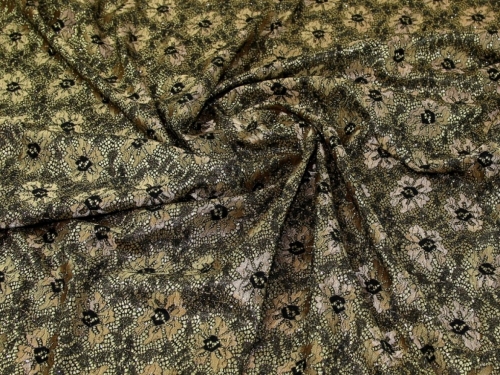 Deadstock Glitter Satin Lace Fabric Gold