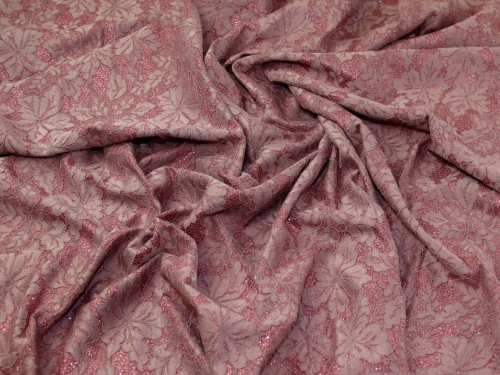 Deadstock Glitter Satin Lace Fabric Mauve