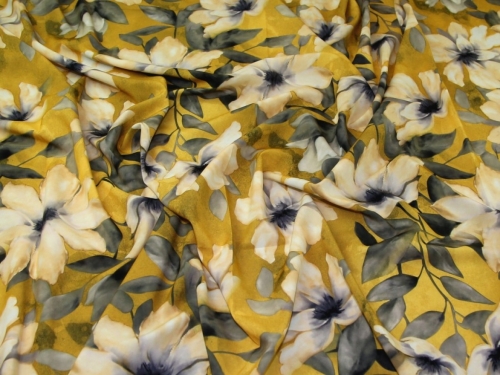 John Louden Stretch Woven Crepe Fabric Ochre