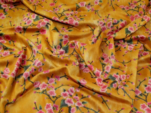 Deadstock Suede Scuba Stretch Knit Fabric Gold & Pink