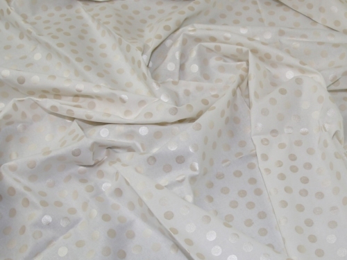 John Louden Metallic 100% Cotton Fabric Pearl on White