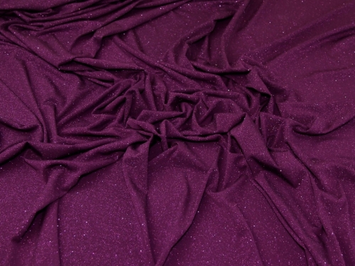 Minerva Core Range Dazzle Glitter ITY Silky Stretch Knit Fabric Plum