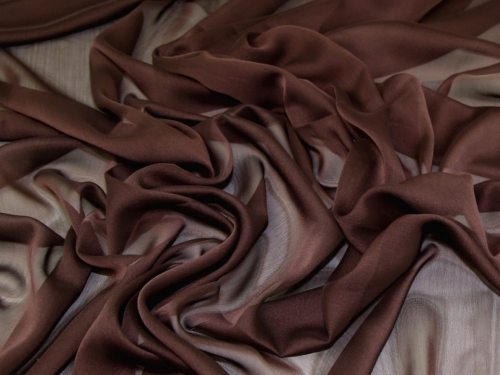 Minerva Core Range Gemini Crinkle Sheer Chiffon Fabric Chocolate
