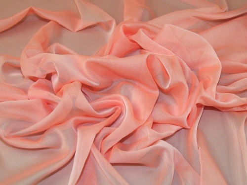 Minerva Core Range Gemini Crinkle Sheer Chiffon Fabric Coral