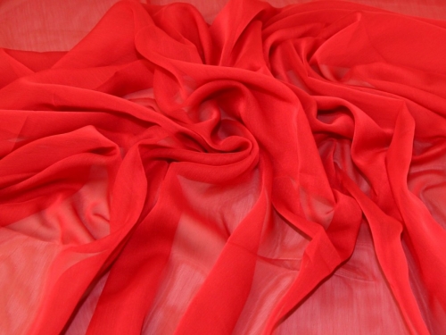 Minerva Core Range Gemini Crinkle Sheer Chiffon Fabric Scarlet