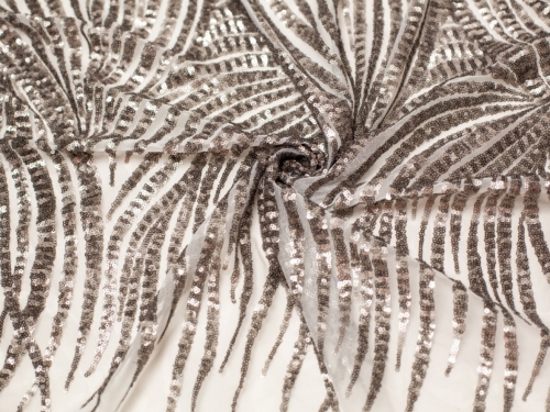 Minerva Core Range Gori Sequin Mesh Fabric Silver Grey