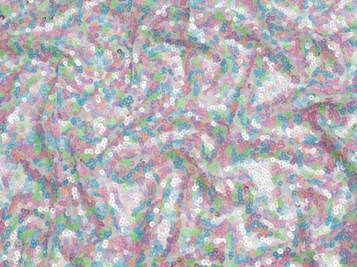 Minerva Core Range Phoebe Sequin Mesh Fabric Multicoloured