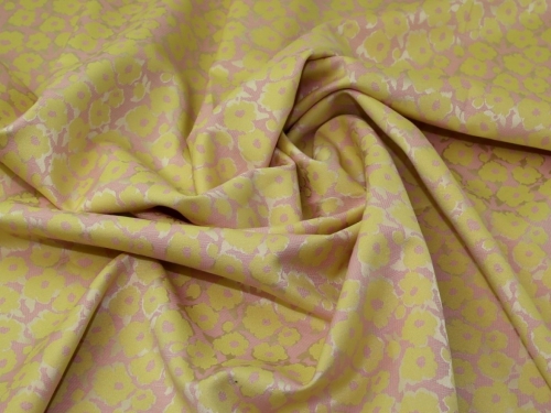 Deadstock Woven Brocade Fabric Pink & Yellow