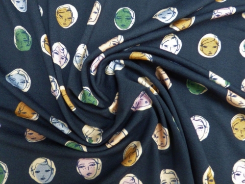 Lady McElroy Viscose Crepe Textured Stretch Knit Fabric Navy