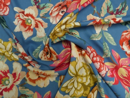 Lady McElroy Viscose Challis Fabric Smoke Blue