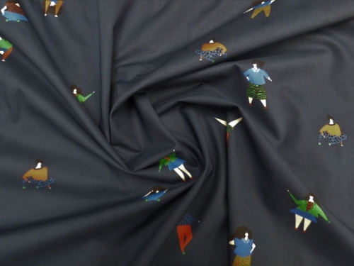 Lady McElroy Marlie Cotton Lawn Fabric Navy Blue