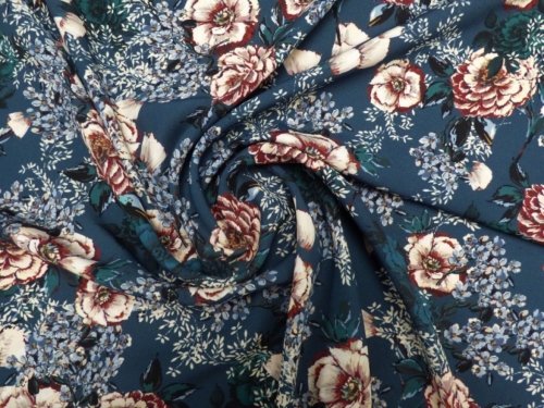Lady McElroy Lena Crepe Fabric Teal Blue