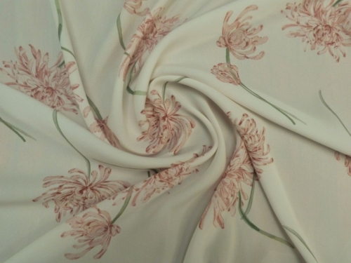 Lady McElroy Lena Crepe Fabric Peach & Cream