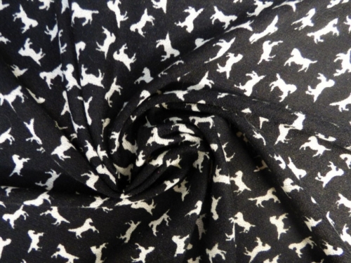 Lady McElroy Viscose Crepe Textured Stretch Knit Fabric Black & Ivory
