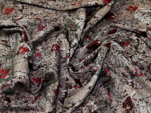 Deadstock Metallic Woven Brocade Fabric Ruby