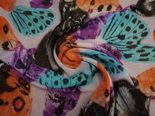Lady McElroy Crinkle Sheer Chiffon Fabric Multicoloured