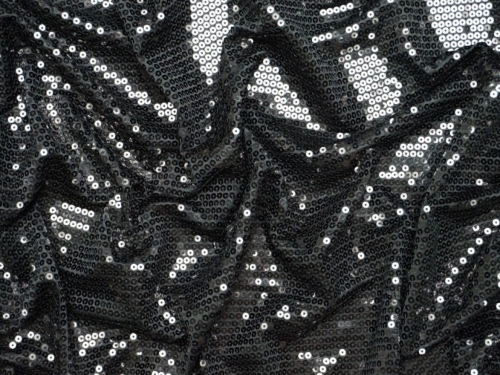 Lady McElroy Sequin Stretch Knit Fabric Black