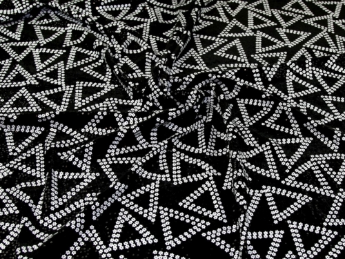 Deadstock Sequin Velvet Stretch Knit Fabric Black & White