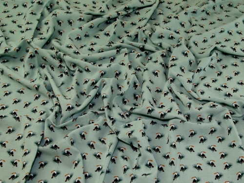 John Louden Linen Viscose Challis Fabric Mint