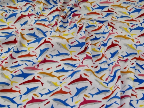 Printed Polycotton Fabric White