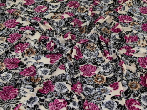 Deadstock Burn Out Velvet Stretch Knit Fabric Pink
