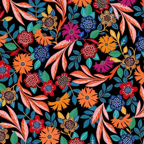 Dashwood Studio Gardenia Rayon Challis Fabric Black