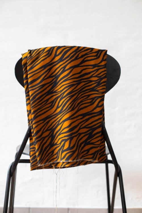 Mind The MAKER Viscose Challis Fabric Ochre Navy